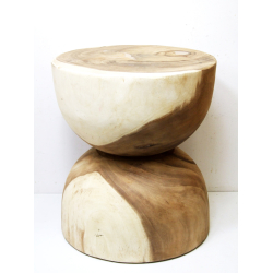 Stolik Stołek Owal okrągły pełne drewno TEAK 45x40cm